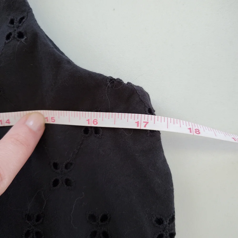 LOFT sleeveless sundress black tiered embroidered eyelet prairie peasant small - Picture 5 of 7